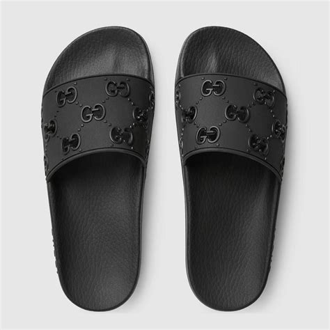 gucci rubber sandal slide|Gucci women's rubber slide sandal.